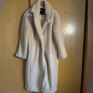 Zara Cream Teddy Longline Coat